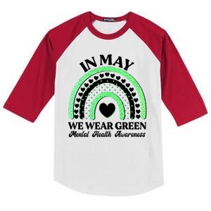 In May We Wear Green Mental Health Awareness Kids Colorblock Raglan Jersey