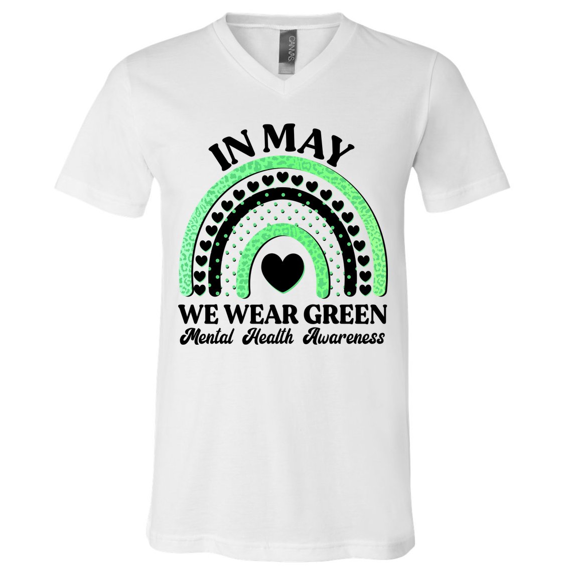 In May We Wear Green Mental Health Awareness V-Neck T-Shirt