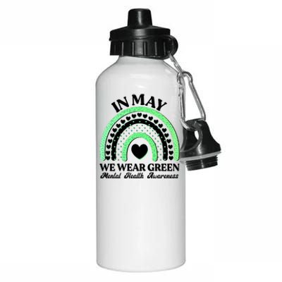 In May We Wear Green Mental Health Awareness Aluminum Water Bottle 