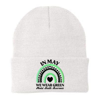 In May We Wear Green Mental Health Awareness Knit Cap Winter Beanie