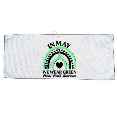 In May We Wear Green Mental Health Awareness Large Microfiber Waffle Golf Towel