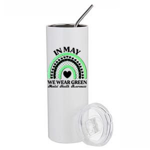 In May We Wear Green Mental Health Awareness Stainless Steel Tumbler