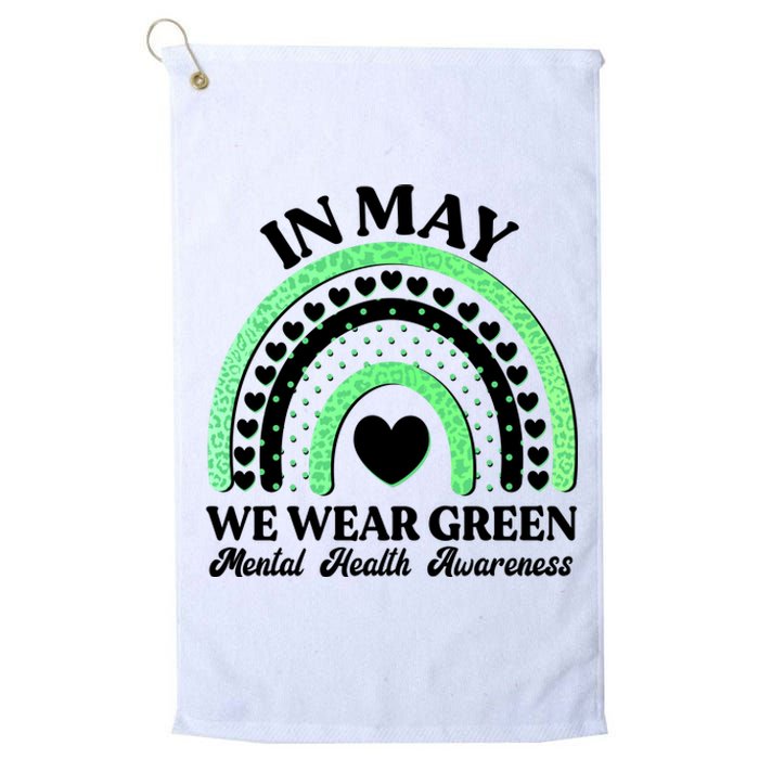 In May We Wear Green Mental Health Awareness Platinum Collection Golf Towel