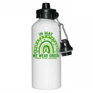 In May We Wear Green Rainbow Tal Health Awareness Month Cool Gift Aluminum Water Bottle