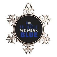 In March We Wear Blue Colon Cancer Awareness Month Metallic Star Ornament