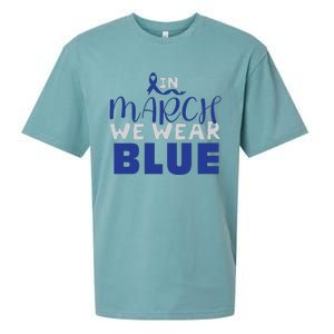 In March We Wear Blue Colon Cancer Awareness Month Sueded Cloud Jersey T-Shirt