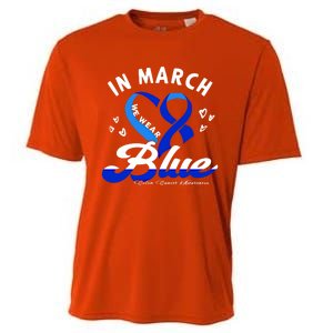 In March We Wear Blue Ribbon Colon Cancer Awareness Gift Cooling Performance Crew T-Shirt