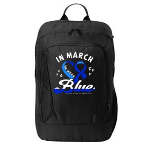 In March We Wear Blue Ribbon Colon Cancer Awareness Gift City Backpack