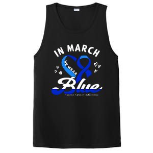 In March We Wear Blue Ribbon Colon Cancer Awareness Gift PosiCharge Competitor Tank