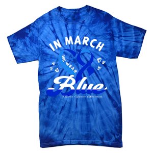 In March We Wear Blue Ribbon Colon Cancer Awareness Gift Tie-Dye T-Shirt