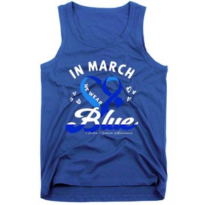 In March We Wear Blue Ribbon Colon Cancer Awareness Gift Tank Top