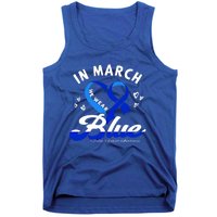 In March We Wear Blue Ribbon Colon Cancer Awareness Gift Tank Top