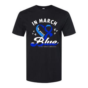 In March We Wear Blue Ribbon Colon Cancer Awareness Gift Softstyle CVC T-Shirt