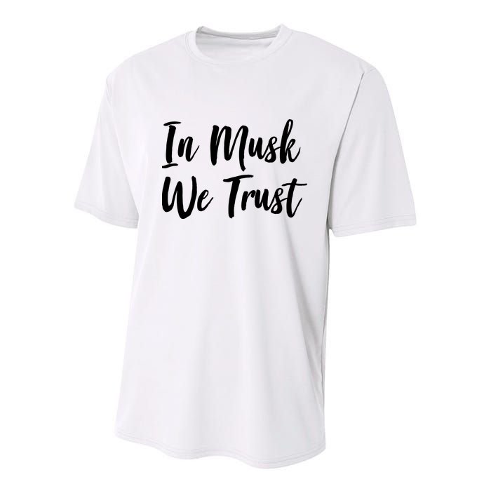 In Musk We Trust Elon Youth Performance Sprint T-Shirt