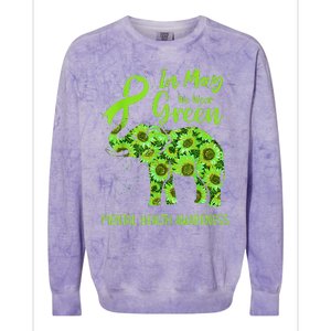 In May We Wear Green Mental Health Awareness Elephant Women Colorblast Crewneck Sweatshirt