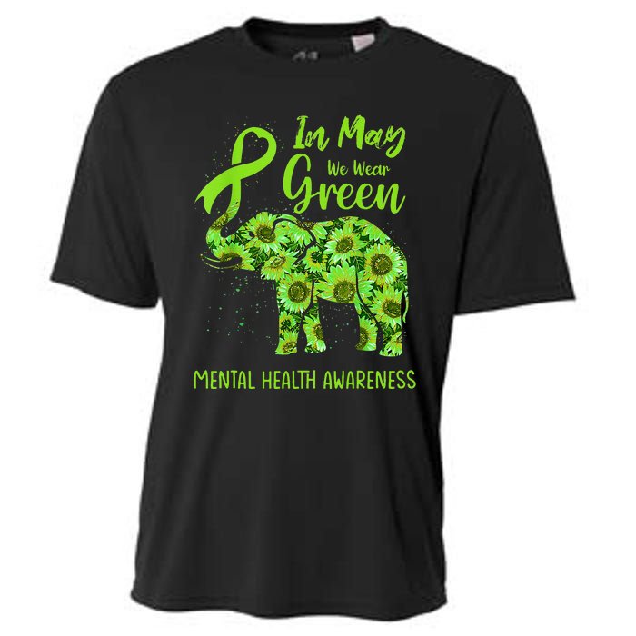 In May We Wear Green Mental Health Awareness Elephant Women Cooling Performance Crew T-Shirt