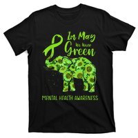 In May We Wear Green Mental Health Awareness Elephant Women T-Shirt