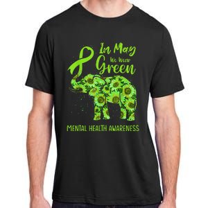 In May We Wear Green Mental Health Awareness Elephant Women Adult ChromaSoft Performance T-Shirt