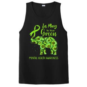 In May We Wear Green Mental Health Awareness Elephant Women PosiCharge Competitor Tank