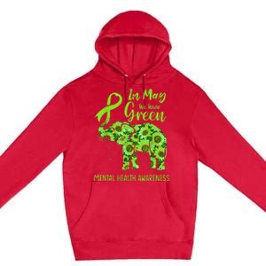 In May We Wear Green Mental Health Awareness Elephant Women Premium Pullover Hoodie