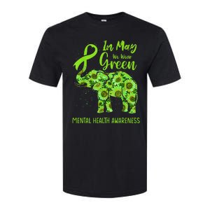 In May We Wear Green Mental Health Awareness Elephant Women Softstyle CVC T-Shirt