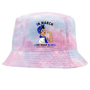 In March We Wear Blue Colon Cancer Awareness Gift Tie-Dyed Bucket Hat