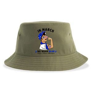 In March We Wear Blue Colon Cancer Awareness Gift Sustainable Bucket Hat