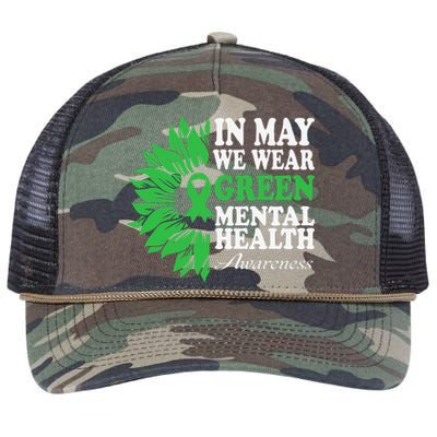 In May We Wear Green Mental Health Awareness Retro Rope Trucker Hat Cap