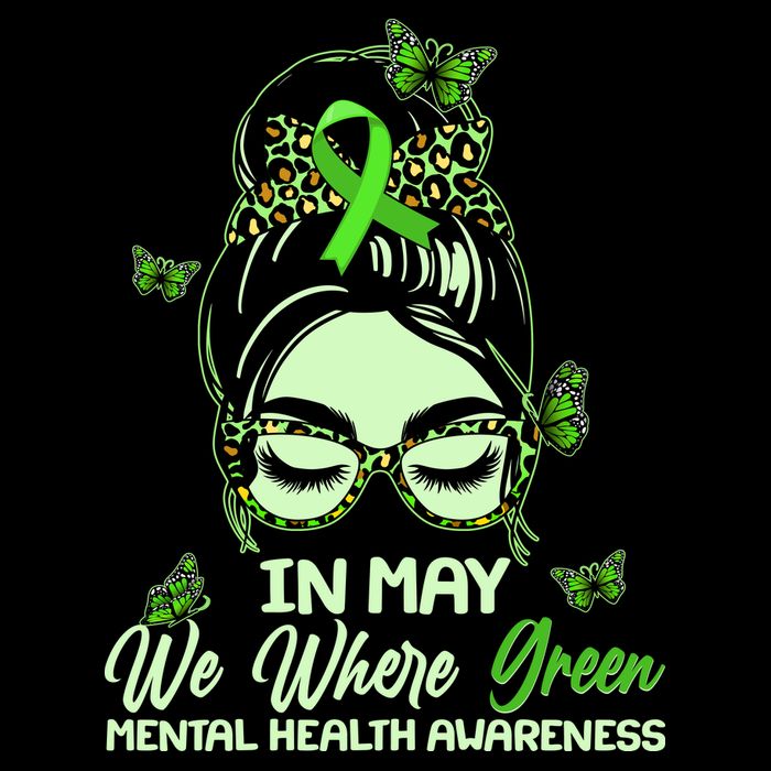In May We Where Green Mental Health Awareness Flat Bill Trucker Hat