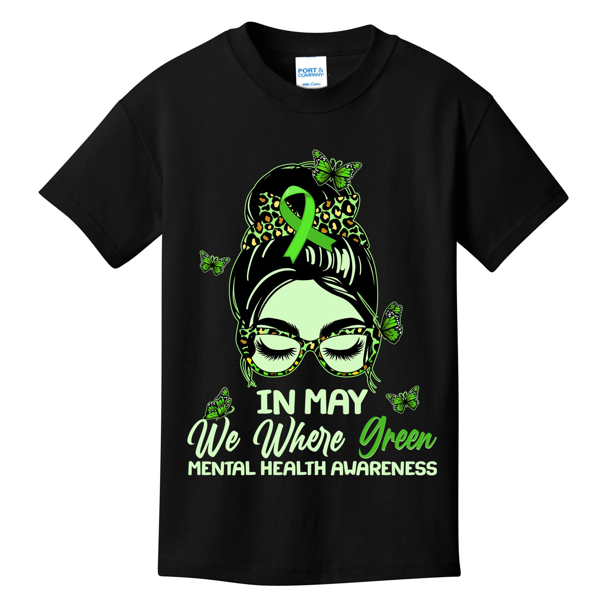 In May We Where Green Mental Health Awareness Kids T-Shirt