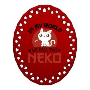 In My World We Call This Neko Ceramic Oval Ornament