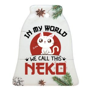 In My World We Call This Neko Ceramic Bell Ornament