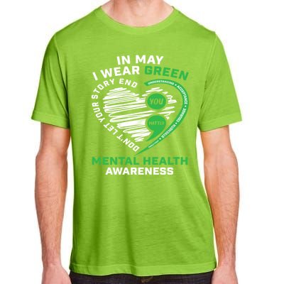 In May We Wear Green Semicolon Mental Health Awareness Month Adult ChromaSoft Performance T-Shirt