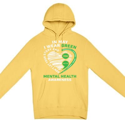 In May We Wear Green Semicolon Mental Health Awareness Month Premium Pullover Hoodie