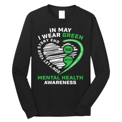 In May We Wear Green Semicolon Mental Health Awareness Month Long Sleeve Shirt