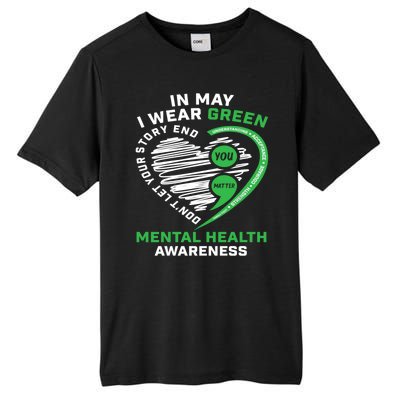 In May We Wear Green Semicolon Mental Health Awareness Month Tall Fusion ChromaSoft Performance T-Shirt