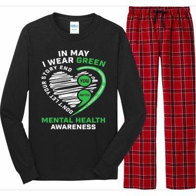 In May We Wear Green Semicolon Mental Health Awareness Month Long Sleeve Pajama Set