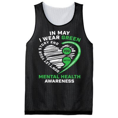 In May We Wear Green Semicolon Mental Health Awareness Month Mesh Reversible Basketball Jersey Tank