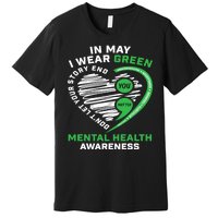 In May We Wear Green Semicolon Mental Health Awareness Month Premium T-Shirt