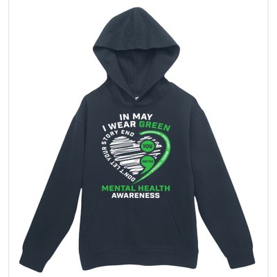 In May We Wear Green Semicolon Mental Health Awareness Month Urban Pullover Hoodie