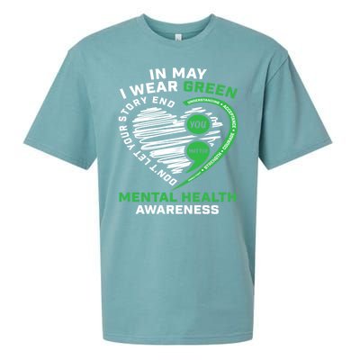 In May We Wear Green Semicolon Mental Health Awareness Month Sueded Cloud Jersey T-Shirt