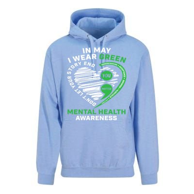 In May We Wear Green Semicolon Mental Health Awareness Month Unisex Surf Hoodie