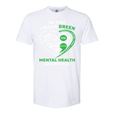 In May We Wear Green Semicolon Mental Health Awareness Month Softstyle® CVC T-Shirt