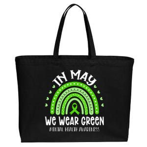 In May We Wear Green Mental Health Awareness Cotton Canvas Jumbo Tote