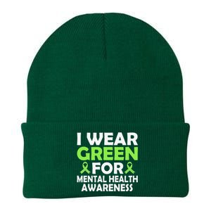 In May We Wear Green Mental Health Awareness Month Knit Cap Winter Beanie