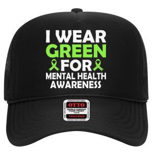 In May We Wear Green Mental Health Awareness Month High Crown Mesh Back Trucker Hat