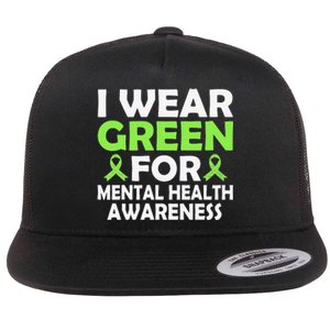 In May We Wear Green Mental Health Awareness Month Flat Bill Trucker Hat