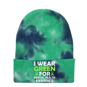 In May We Wear Green Mental Health Awareness Month Tie Dye 12in Knit Beanie