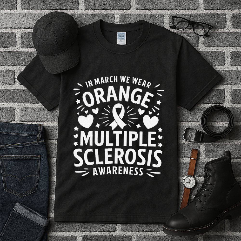 In March We Wear Orange For Multiple Sclerosis Awareness Gift Tall T-Shirt