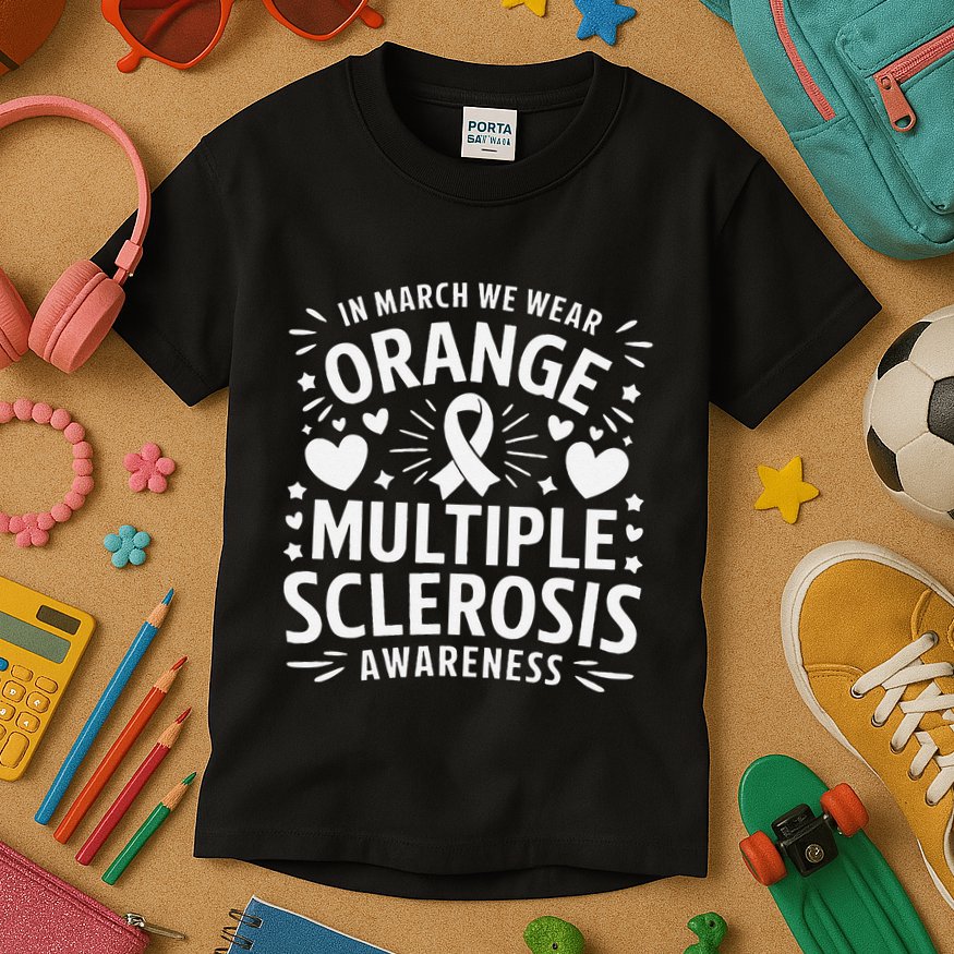 In March We Wear Orange For Multiple Sclerosis Awareness Gift Kids T-Shirt